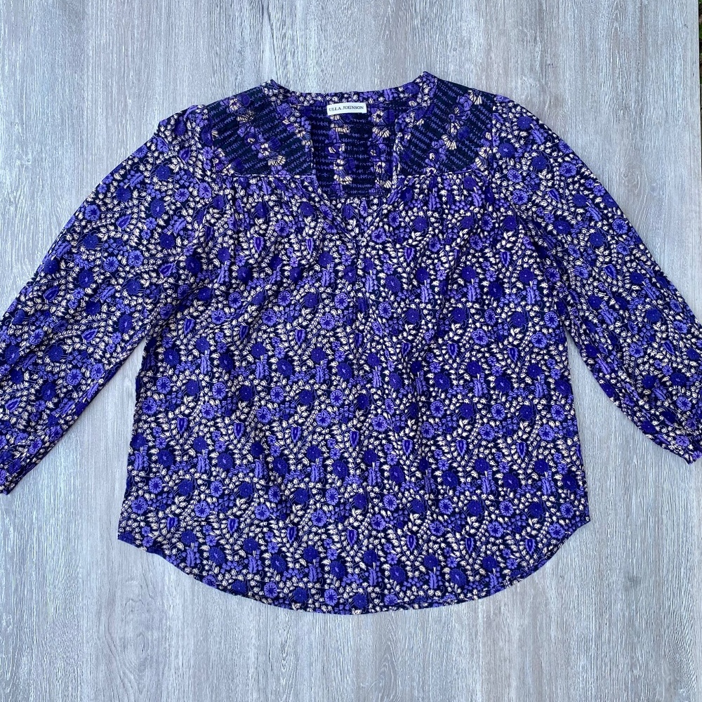 Ulla Johnson Purple Peasant Blouse Sz 6 Floral Cottagecore Boho Whimsygoth